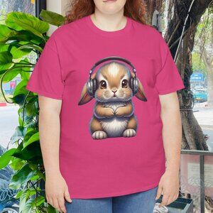 Cute Bunny Listening to Music Tee TShirt